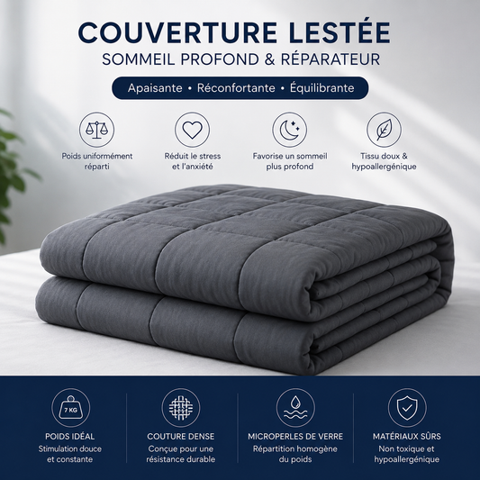 Couverture Lestée Thérapeutique — Sommeil Profond & Anti-Stress — vue de face