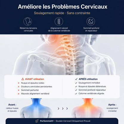 Oreiller Cervical Ergonomique – Mousse à Mémoire de Forme, Soutien Nuque et Épaules, Sommeil Réparateur — élastique 360°
