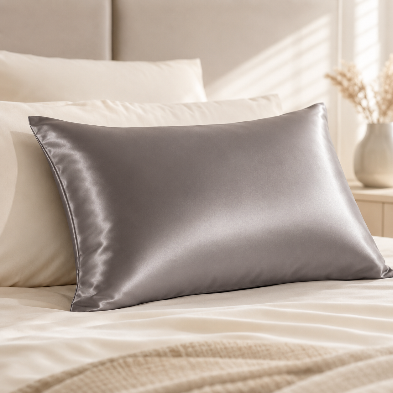 Taie d'Oreiller Satin Soyeux — Cheveux & Peau Préservés | PurSommeil