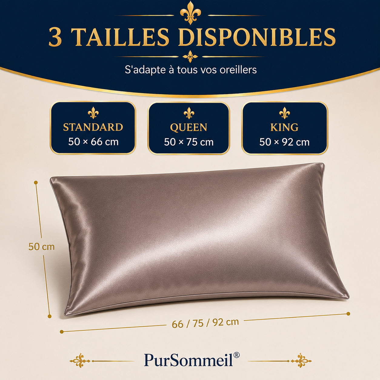 Taie d'Oreiller Satin Soyeux — Cheveux & Peau Préservés | PurSommeil