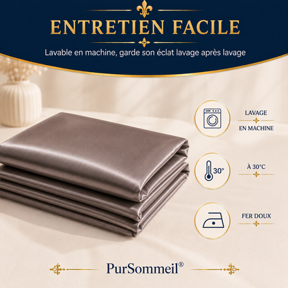 Taie d'Oreiller Satin Soyeux — Cheveux & Peau Préservés | PurSommeil