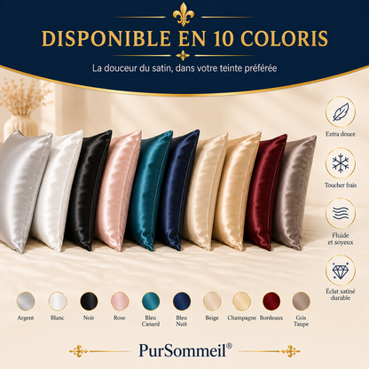 Taie d'oreiller en satin — surface soyeuse et brillante anti-frizz