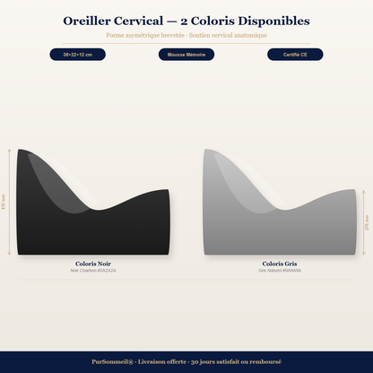 Oreiller Cervical Ergonomique – Mousse à Mémoire de Forme, Soutien Nuque et Épaules, Sommeil Réparateur — vue de dos