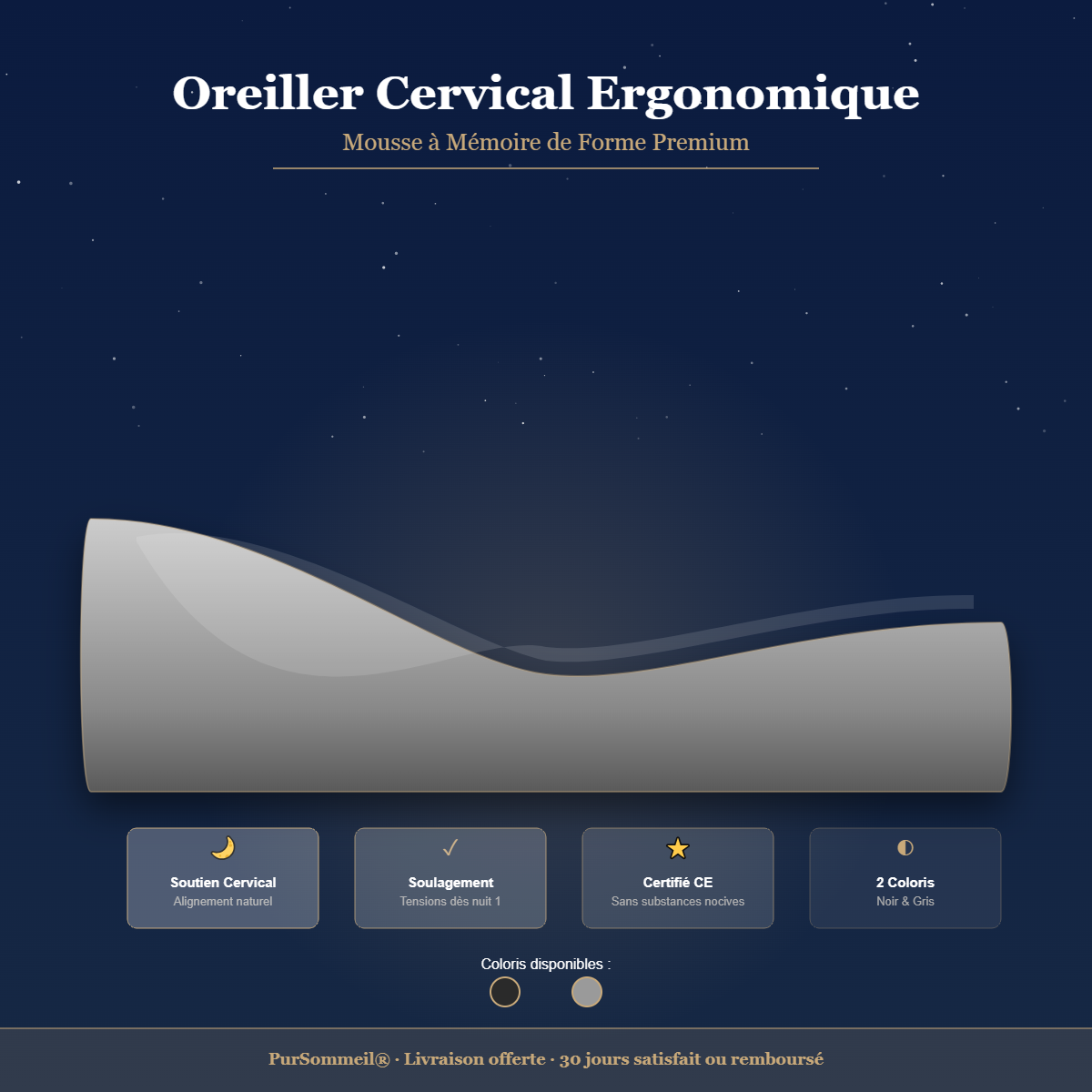 Oreiller Cervical Ergonomique – Mousse à Mémoire de Forme, Soutien Nuque et Épaules, Sommeil Réparateur — mise en place