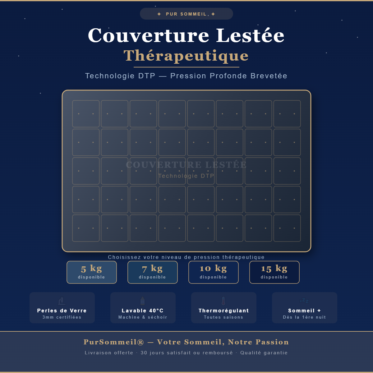 Couverture Lestée Thérapeutique — Sommeil Profond & Anti-Stress — lavage machine